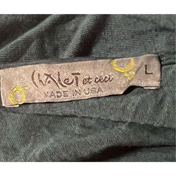 Chalet et ceci Lagenlook Colorblocked Bamboo Blend Green Tunic L - Picture 7 of 9